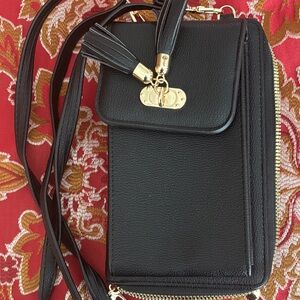 Source Unknown Black and Gold Crossbody Bag